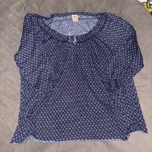 Faded Glory Dark Blue Geometric Blouse